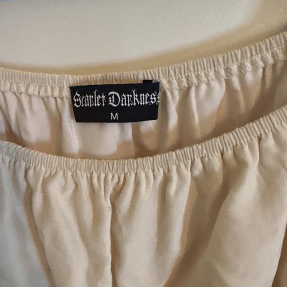 Scarlet Darkness Smocked Waist Renaissance Peasant Top Shirt Cream Medium - Picture 2 of 9